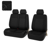 Чехлы PSV Elegant Next TRANSIT (Черный/Ромб Белый/отстрочка Белая), экокожа