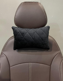 подушка велюр БАБ черная + черная строчка