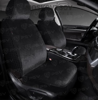Накидки 5D PSV искуственный мех Mutton 2 FRONT (Черный), на передние сиденья