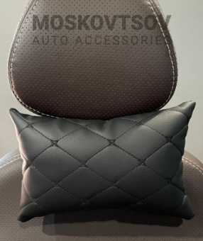 Подушка AVM-AUTO косточка эко-кожа черный-черный, 2 шт