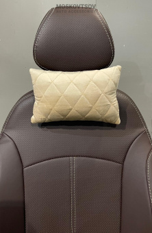 подушка велюр БАБ беж+ беж строчка