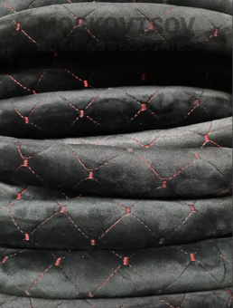 Оплётка на руль ANG AUTO  велюр черный отстрочка красная ромб 