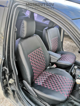 AVM Двойной ромб Черный+Красная нить