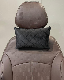 подушка велюр  черная строчка